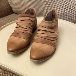 Free People Lost Valley Brown Leather Cutout Ankle Booties Women 37/ 6.5 Boho